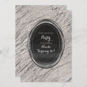 Beige & Silver Glam Marble Stripe Chic Invitations Kaart (Voorkant / Achterkant)