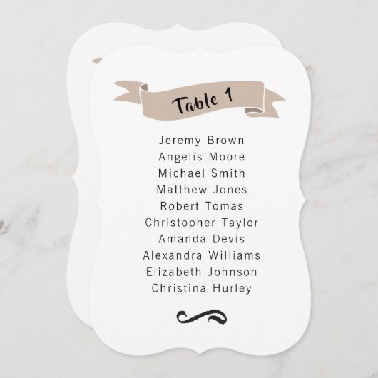 Beige simpele trouwzitjes. kaart (Voorkant / Achterkant)