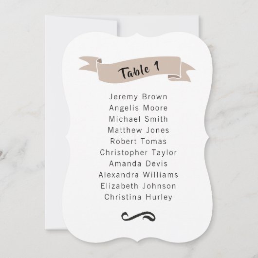 Beige simpele trouwzitjes. kaart (Achterkant)