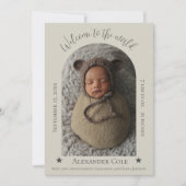 Beige Simple Arch Lijst Foto geboorteaankondiging Aankondiging (Voorkant)