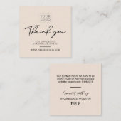 Beige Simple Business Hartelijk dank voor de inste Vierkante Visitekaartje (Voorkant / Achterkant)