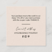 Beige Simple Business Hartelijk dank voor de inste Vierkante Visitekaartje (Achterkant)