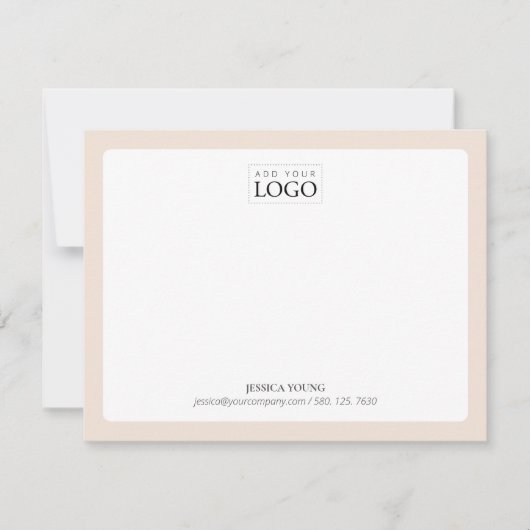 Beige | Simple Color Logo Business Note Kaart Notitiekaartje (Voorkant)