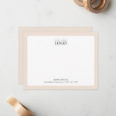 Beige | Simple Color Logo Business Note Kaart Notitiekaartje (Voorkant / Achterkant in situ)
