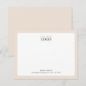 Beige | Simple Color Logo Business Note Kaart Notitiekaartje (Voorkant / Achterkant)