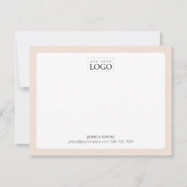 Beige | Simple Color Logo Business Note Kaart Notitiekaartje