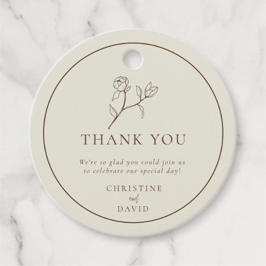 Beige Simple Floral Bohemian Wedding Dank je label (Voorkant)