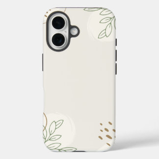 Beige Simple Floral Watercolor Minimalist Linktree iPhone 16 Hoesje