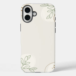 Beige Simple Floral Watercolor Minimalist Linktree iPhone 16 Plus Hoesje