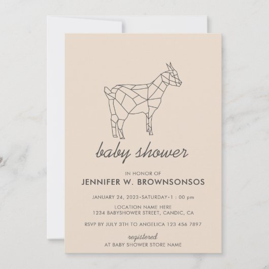 Beige Simple Line Animal Wilde Goat Kaart (Voorkant)