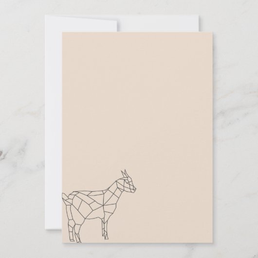 Beige Simple Line Animal Wilde Goat Kaart (Achterkant)