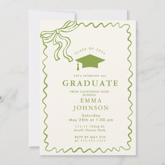 Beige Simple Line Doodles Graduation Party Kaart (Voorkant)