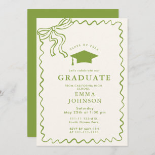 Beige Simple Line Doodles Graduation Party Kaart