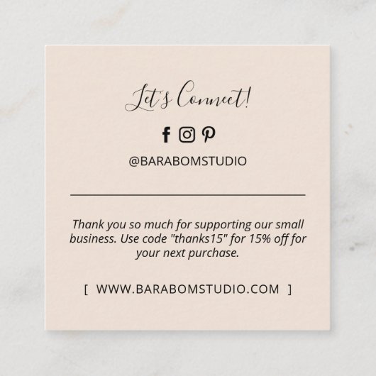 Beige Simple Modern Dank u Visitekaartjes (Achterkant)