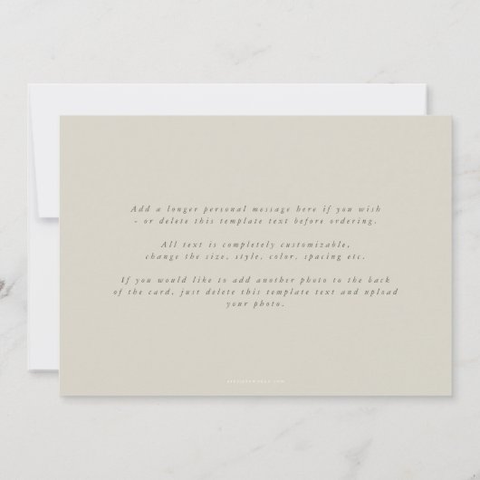 Beige Simple Modern Single Photo Afstuderen Aankondiging (Achterkant)