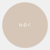 Beige Simple Plain Modern Wedding Ronde Sticker (Voorkant)