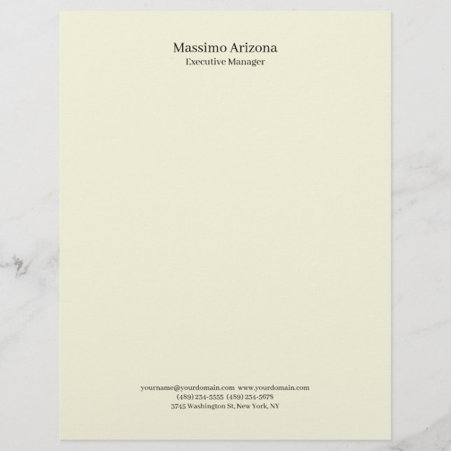 Beige Simple Plain Professional Modern Minimailst Briefhoofd (Voorkant)