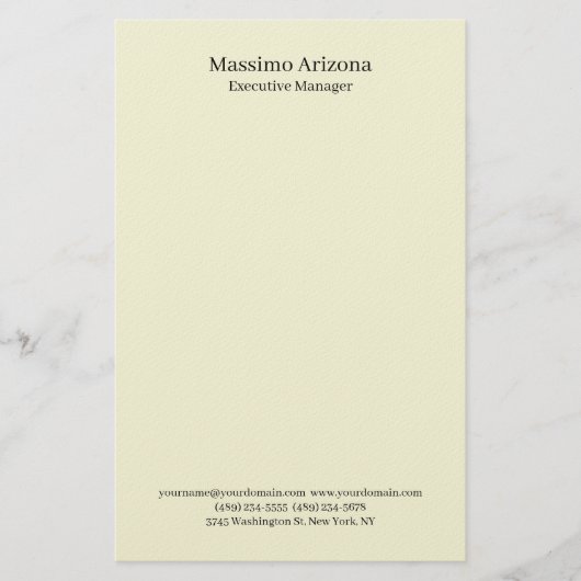 Beige Simple Plain Professional Modern Minimailst Briefpapier (Voorkant)