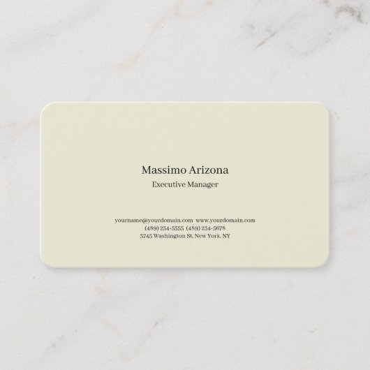 Beige Simple Plain Professional Modern Minimailst Visitekaartje (Voorkant)