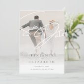 Beige Simple Romantic Save the Date Kaart (Staand voorkant)