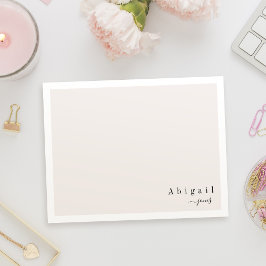 Beige Simple Script Modern gepersonaliseerde schri Notitiekaartje