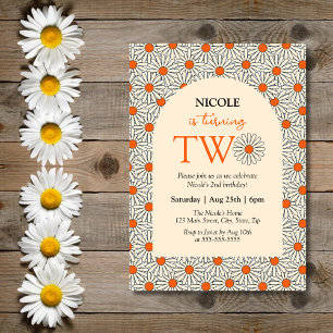 Beige Sinaasappel Daisies Bloemenboog 2e Verjaarda Kaart