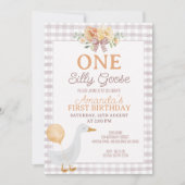  Beige Sinaasappel Een Gekke Gans 1e Verjaardag Kaart (Voorkant)