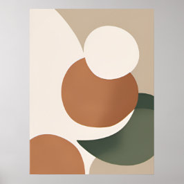Beige Sinaasappel Groen Minimaal Abstract Boho AI Poster