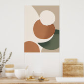 Beige Sinaasappel Groen Minimaal Abstract Boho AI  Poster (Keuken)