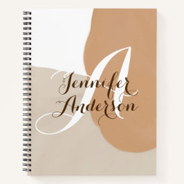 Beige Sketchbook minimalistische monogram naam ini Notitieboek