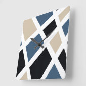 Beige Slate Black White Geometric Vierkante Klok (Hoek)