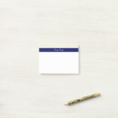 Beige SLg Chevron Navy Name Monogram Post-it® Notes (Op bureau)