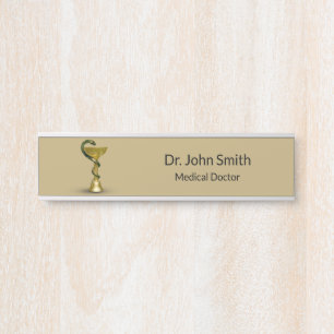 Beige Snake Bowl Hygieia Gold Caduceus Medical Deurbordje