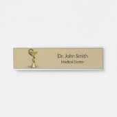 Beige Snake Bowl Hygieia Gold Caduceus Medical Deurbordje (Voorkant)