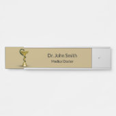 Beige Snake Bowl Hygieia Gold Caduceus Medical Deurbordje (Voorkant)