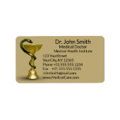 Beige Snake Bowl Hygieia Gold Caduceus Medical Etiket (Voorkant)