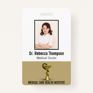 Beige Snake Bowl Hygieia Gold Medical Foto ID Badge