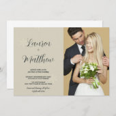 Beige sneeuw bruiloft uitnodigingen met foto (Voorkant / Achterkant)