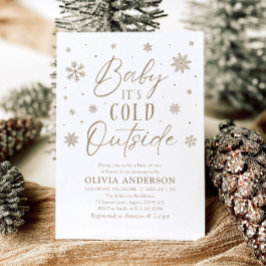 Beige sneeuwvlok Baby Het is koud buiten Baby show Kaart