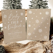 Beige sneeuwvlok Baby Het is koud buiten Baby show Kaart
