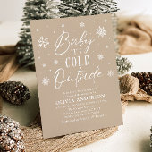 Beige sneeuwvlok Baby Het is koud buiten Baby show Kaart