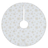 Beige sneeuwvlokken patroon familie monogram kerstboom rok (Voorkant)
