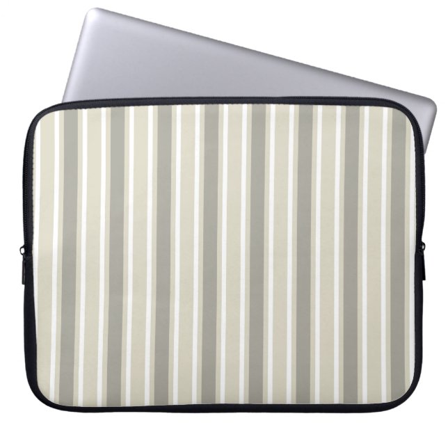 Beige snoepjes strepen laptop sleeve (Voorkant)