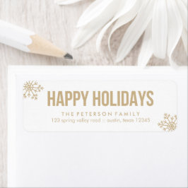 Beige Snowflake Holiday Etiket