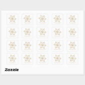 Beige Snowflakes kerst Vierkante Sticker (Vel)