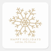 Beige Snowflakes kerst Vierkante Sticker (Voorkant)