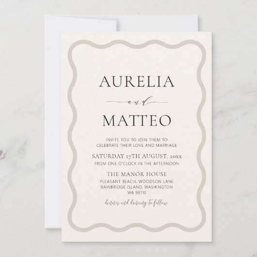 Beige & Soft Neutral golvend Lijst Minimal Modern Kaart (Voorkant)