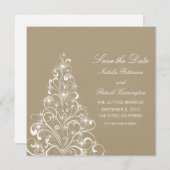 Beige Sparkly Holiday Boom sparen de Datum uitnodi Save The Date (Voorkant / Achterkant)