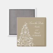 Beige Sparkly Holiday Tree Save the Date Magnet (Voorkant / Achterkant)