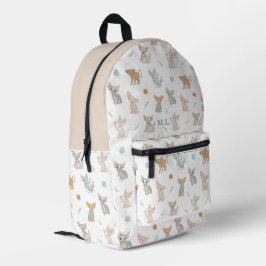 Beige Sphynx Kat Patroon Aangepaste Monogram Kinde Bedrukte Rugzak